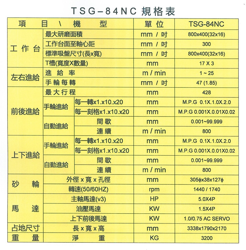 冠隈TSG-84CNC规格表